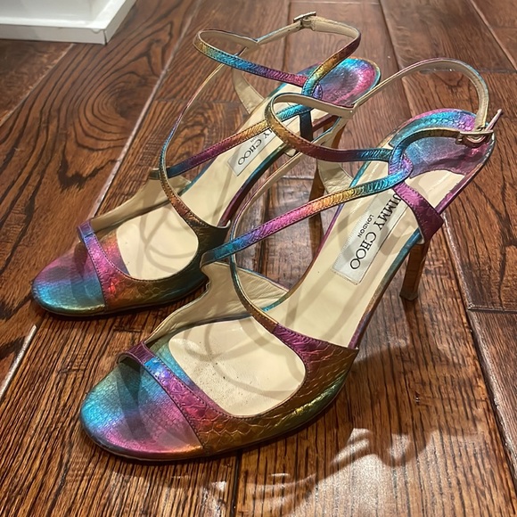 Jimmy Choo Multicolor Snakeskin Panama Strappy Sandals - Picture 2 of 6